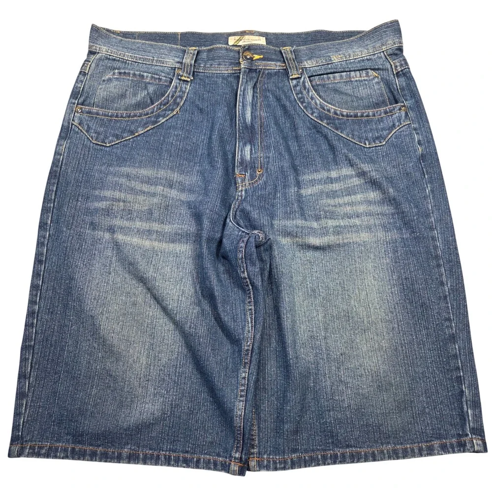Y2k Phat Farm Mens Baggy Wide Leg Grunge Punk Skater‎ Denim Shorts Size 44 2000s